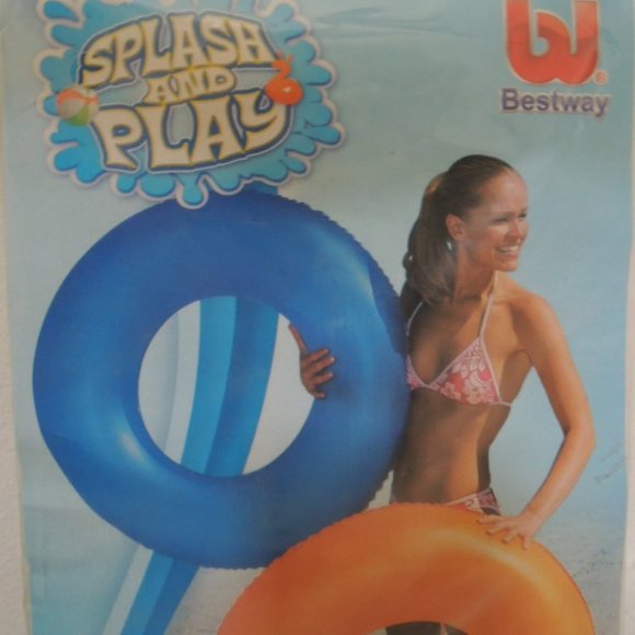 Swim Ring 30 " Green Vinyl Inflatable Swimming Pool Float Beach Raft Toy NEW - Picture 3 of 6